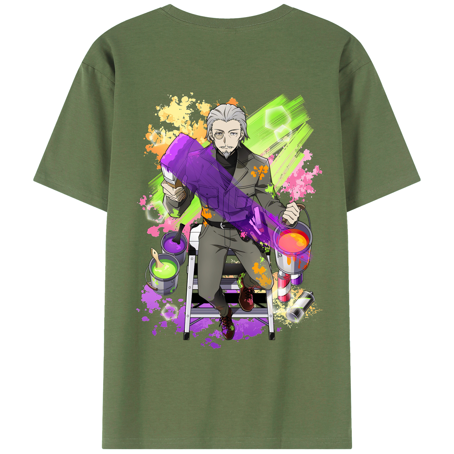 （画像用） 文豪ストレイドッグス Bungo Stray Dogs 綿100％ メンズ半袖Tシャツ（バックプリント） 通気性